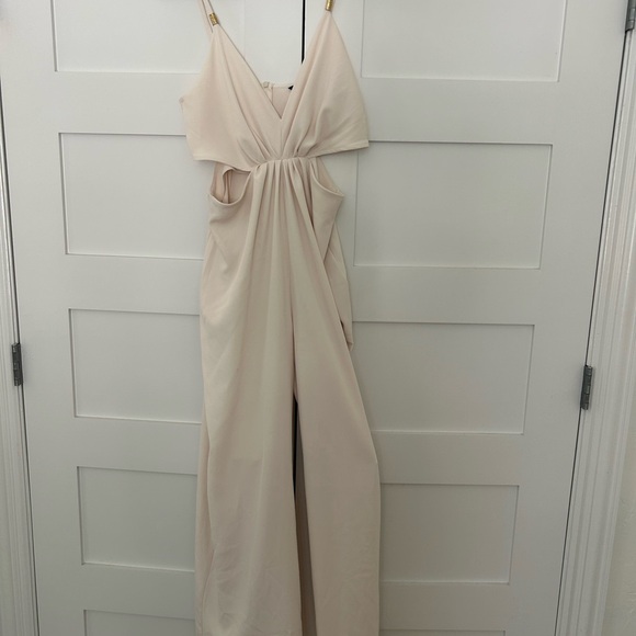 Zara Pants - Elegant Cream Cutout Jumpsuit